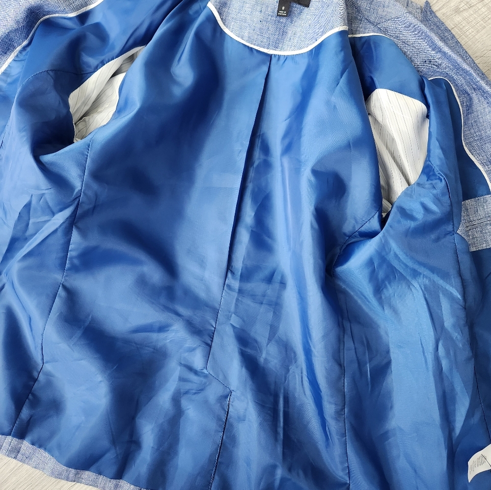 Talbots Chambray Blue Linen 2 Button Lined Blazer… - image 6